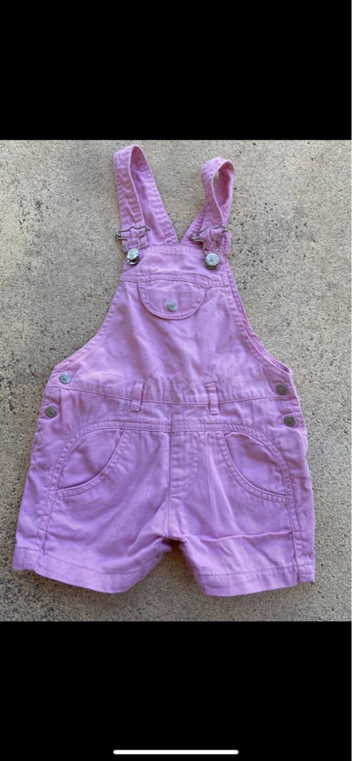 Salopette courte en jeans rose Pocopiano