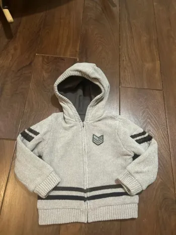 Magnifique Cardigan gilet à capuche chaud réversible garcon IKKS taille 3 ans