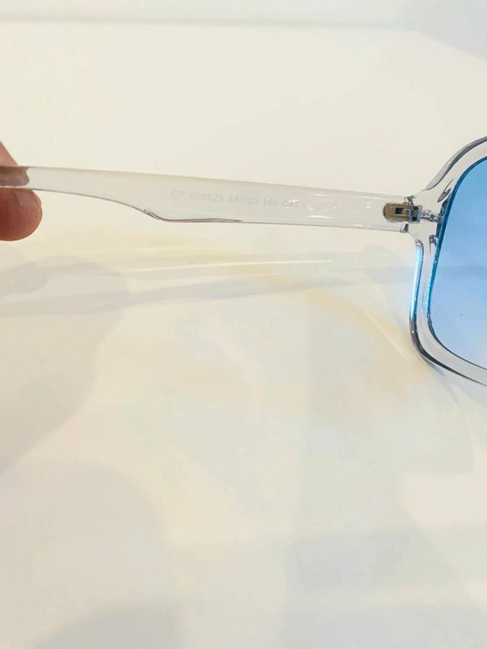 Lunette de soleil mixte transparente verres bleus dégradés UV protection taille large - photo numéro 7