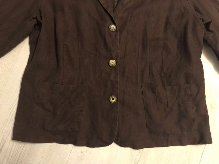 AN18- veste en 100% lin couleur chocolat T 50/52 - photo numéro 4