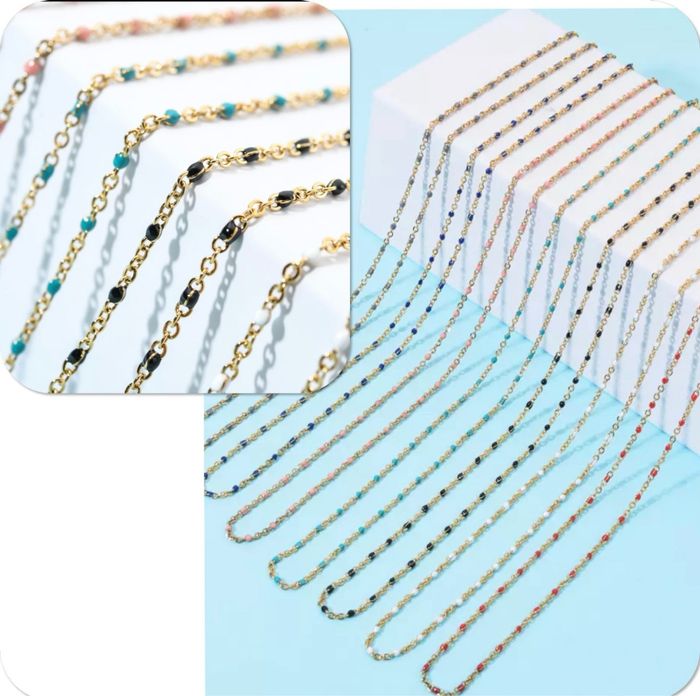 Collier perles résine email or acier - Ateliersdisa collection - photo numéro 3