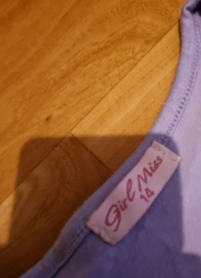 débardeur mauve girl miss lapin imprimé taille 14ans - photo numéro 2