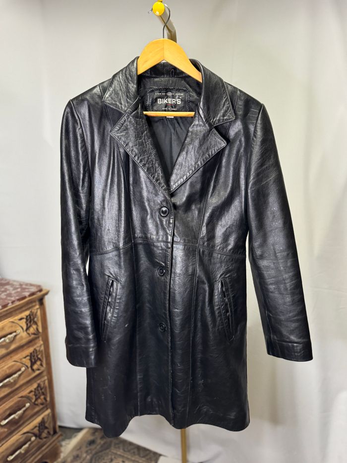 Manteau en cuir véritable Biker’s Paris – agneau plongé – noir – made in France