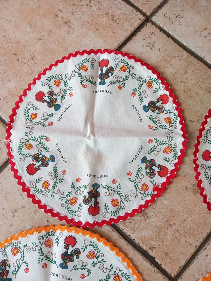 🌸lot 5 napperons coton Portugal - photo numéro 6