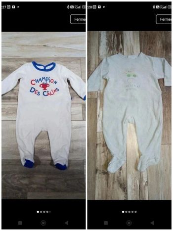 Lot pyjamas velours taille 9 mois 