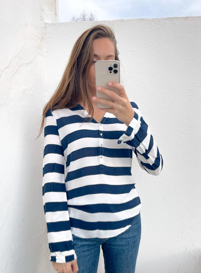 Blouse manches longues à rayures bleu marine et blanche Pimkie - photo numéro 2