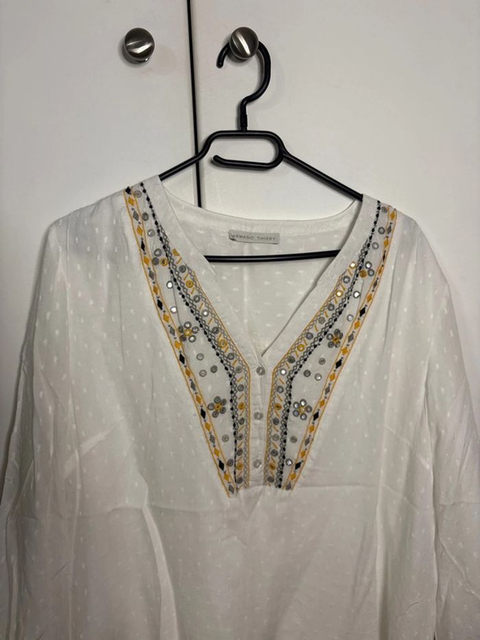 🌺 blouse Armand Thiery blanche et moutarde🌺 - photo numéro 2