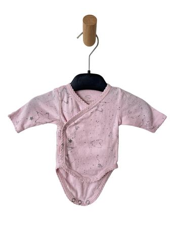 Body manches longues rose pâle motifs argentés - Noukie's naissance (46cm)