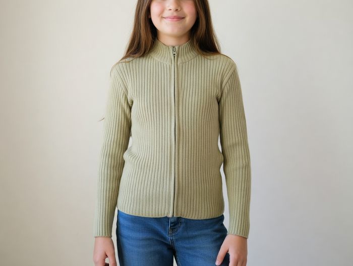 Gilet zippé kaki 14 ans La Redoute (peluches) - photo numéro 1
