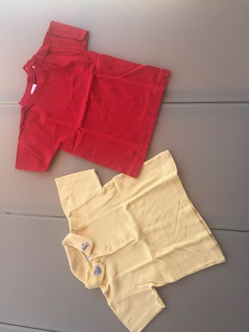 polo jaune et tee-shirt rouge garçon 18 mois