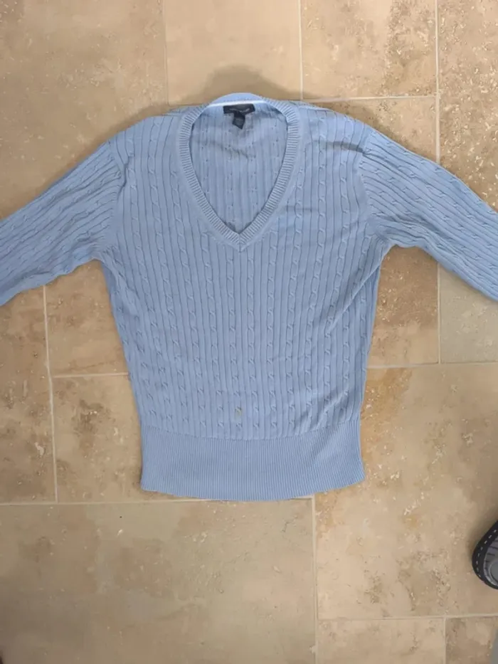 Pull col V Tommy Hilfiger taille L femme violet clair - taché - photo numéro 6