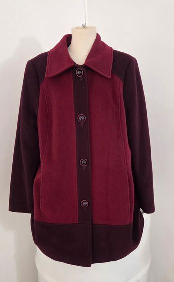Manteau Weinberg laine & cachemire bordeaux – Élégance intemporelle – Taille 46
