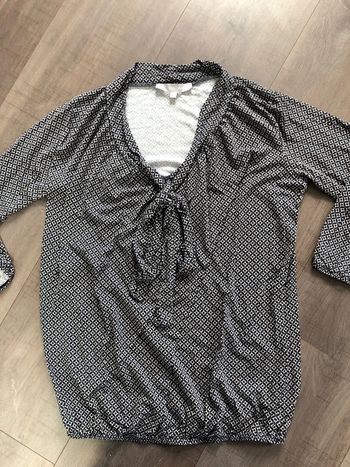 T shirt Etam taille 38 bleu imprimé géométrique