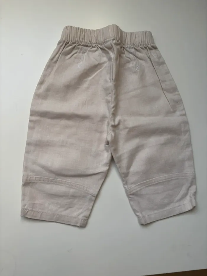 pantalon style lin Okaibi obaibi 3 mois beige vintage - photo numéro 3