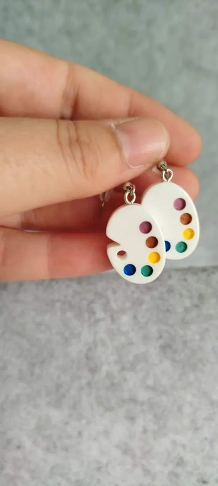🍄 Boucles d’oreilles ▪ palette de peintre - photo numéro 2