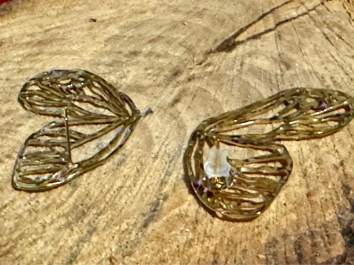 Boucles d’oreilles papillon filigrane environ 6 cm acier inoxydable or mile Mila - photo numéro 4