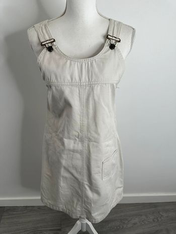 Salopette Robe en jean denim beige crème Vintage T38 M