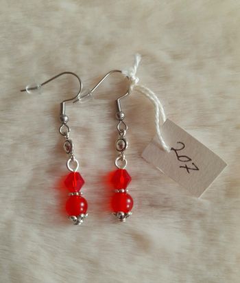 Boucles d'oreilles perle verre rouge