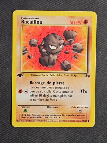 Carte Pokemon Racaillou Fossile 47/62 1ere Edition