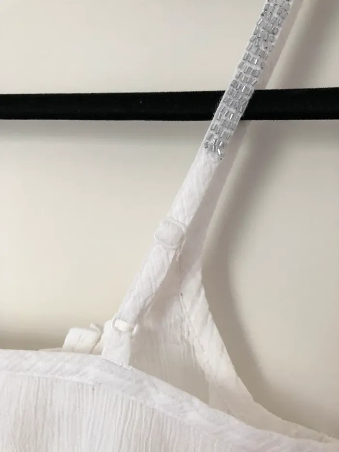 Top à bretelles blanc et perles grises Esprit taille 36 - photo numéro 6