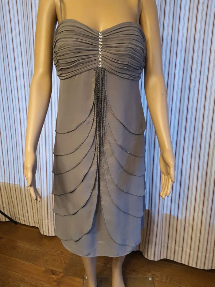 Robe de soirée gris clair Lautinel taille 4 (L) - photo numéro 2