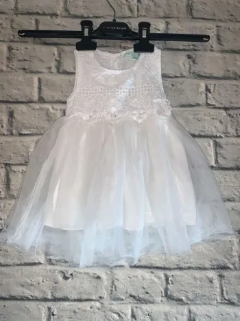 Robe blanche bébé fille – 12 mois – Idéale pour anniversaire, mariage, fête