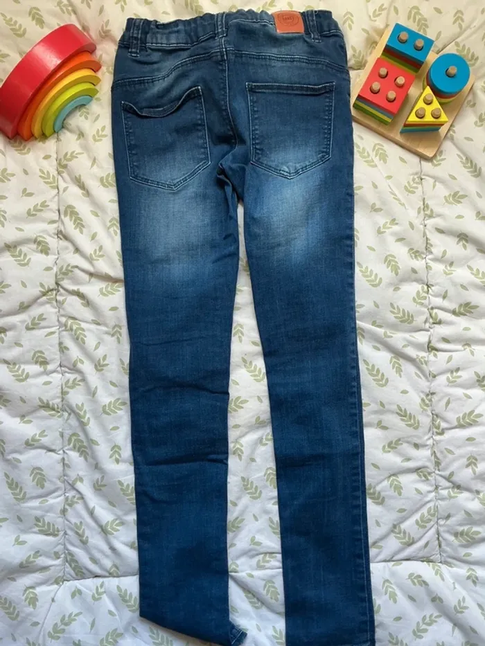 jean bleu skinny avec broderie taille réglable grain de blé 10 ans - photo numéro 6