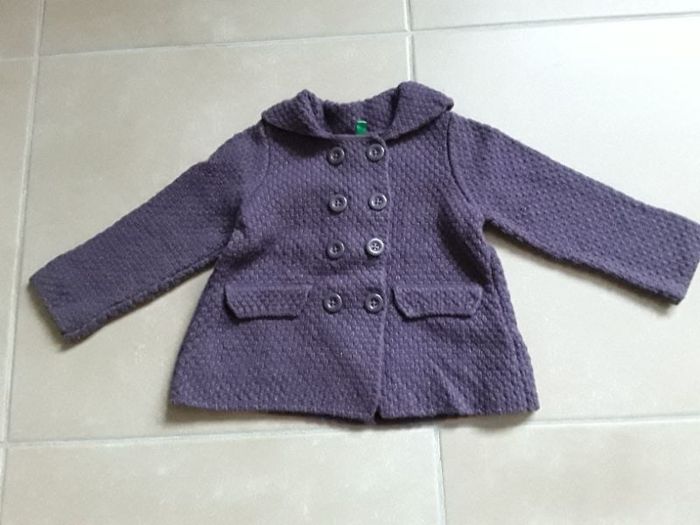 Veste tricot violette fille 3 ans BENETTON TBE