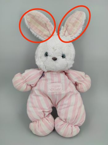 Doudou Lapin Rose et Blanc Tartine et Chocolat Vintage