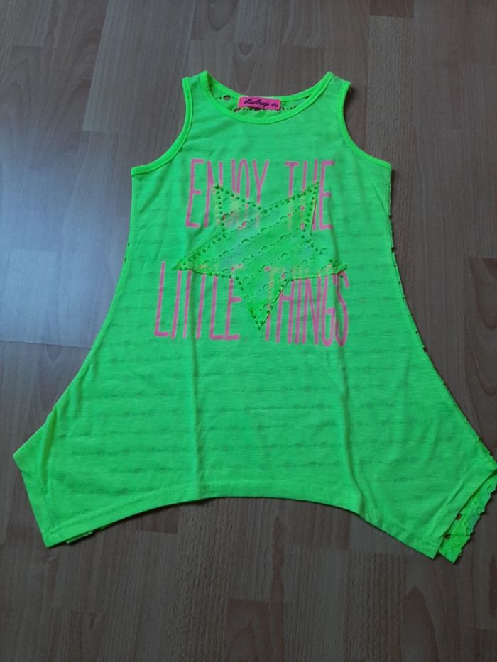Débardeur fille jaune fluo T 10 ans