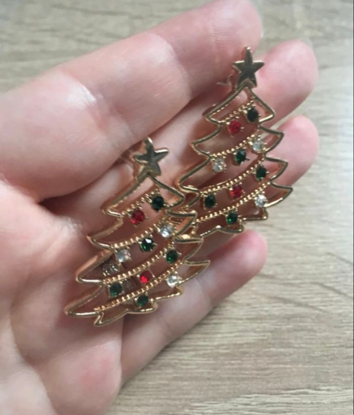 Boucles d’oreilles NEUVES pour femme forme sapin de Noël 🎄 couleur doré - photo numéro 9