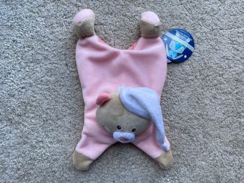 Doudou plat bébé phosphorescent avec tête d’ours Sucre d’orge 🌻