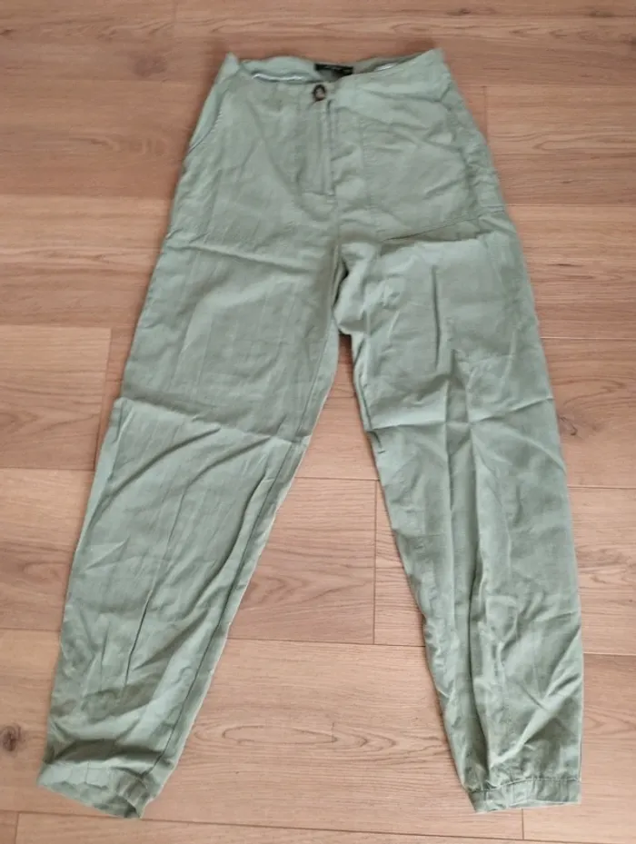 Pantalon en lin vert Reserved 34 - photo numéro 4