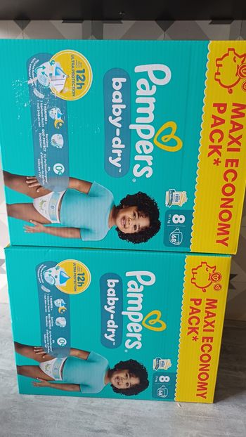 2 carton de couche pampers baby dry taille 8