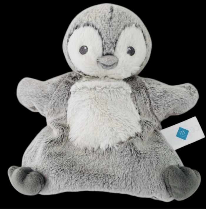 ❤️B5008 Doudou Marionnette Pingouin Tex Baby Gris Blanc
