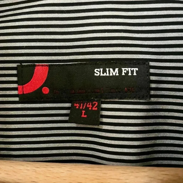 Chemise homme L rayée noire et blanche coupe slim fit, manches longues col classique V031 - photo numéro 8