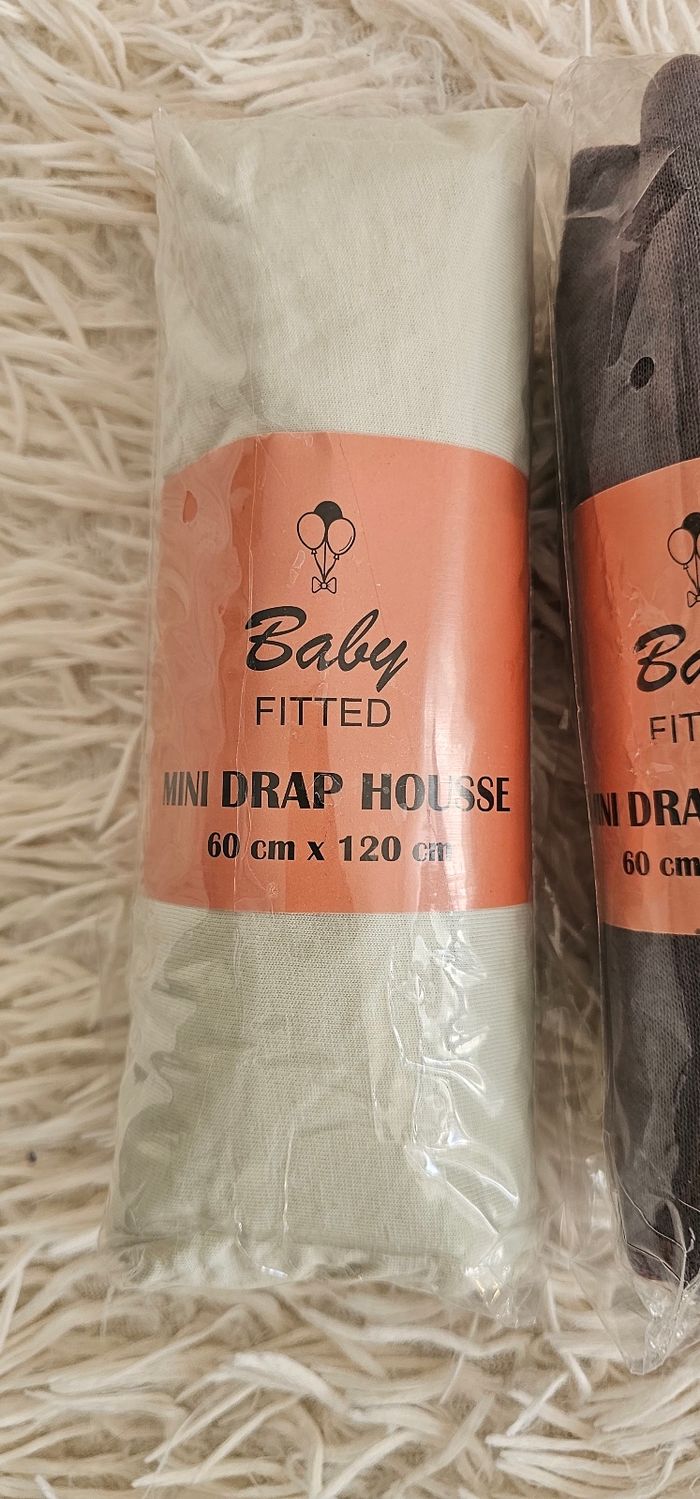 Lot de 2 draps housses 60×120 cm 100% coton Neufs - photo numéro 2