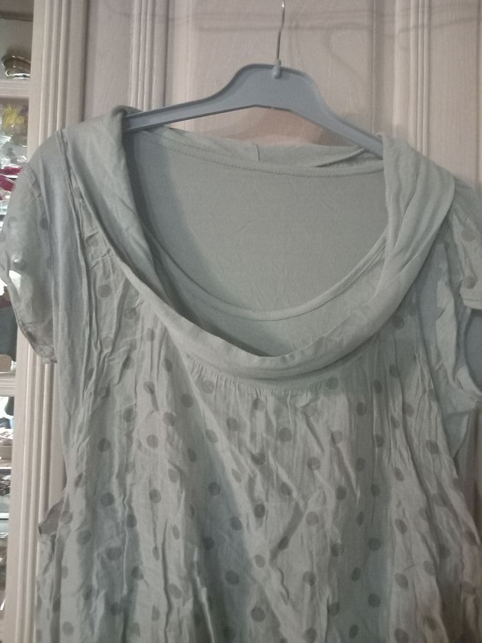 Tee-shirt à pois vert - photo numéro 2