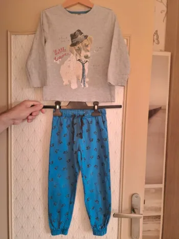 Pyjama garçon orchestra dessin craquelé bleu gris sinon tbe 4 ans