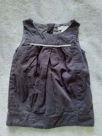 Robe fille sans manches en velours grise 3 mois neuve
