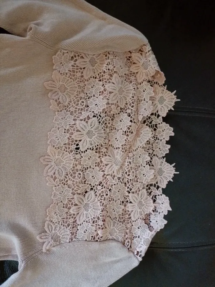 Pull concept club xxs rose saumon broderie - photo numéro 2