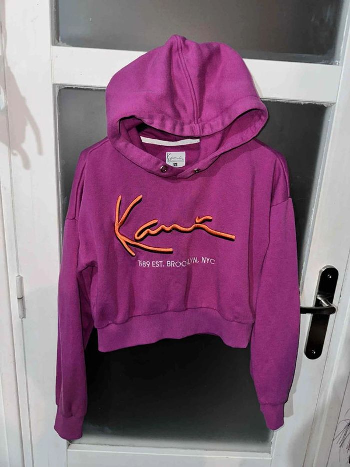 Sweat à capuche Karl Kani violet brodé M, style urbain