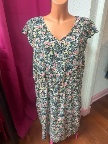 Robe fleurie Bleu Bonheur taille 52