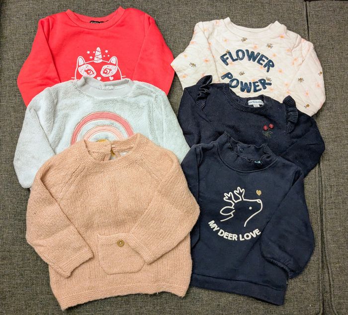 Lot de 6 pulls - Multimarques - 6 Mois - 68 cm - Très bon état