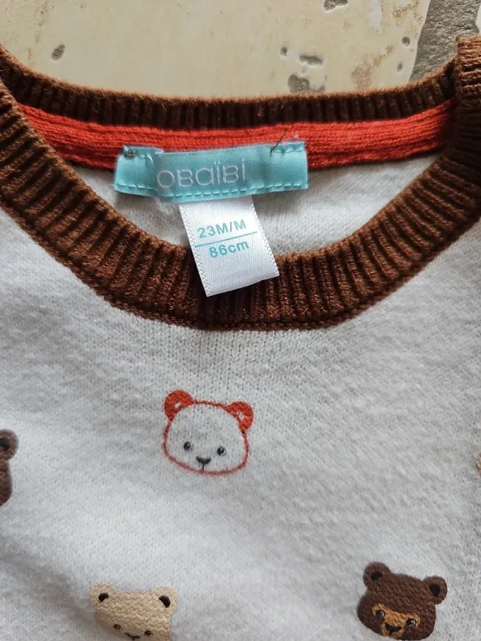 Pull col rond ours - Obaïbi - 23 mois/86 cm - photo numéro 2