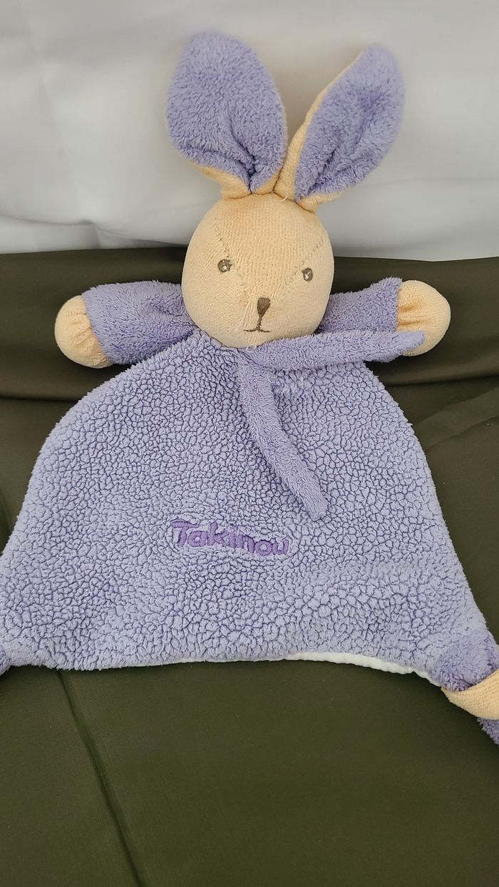 Doudou plat lapin mauve violet TAKINOU