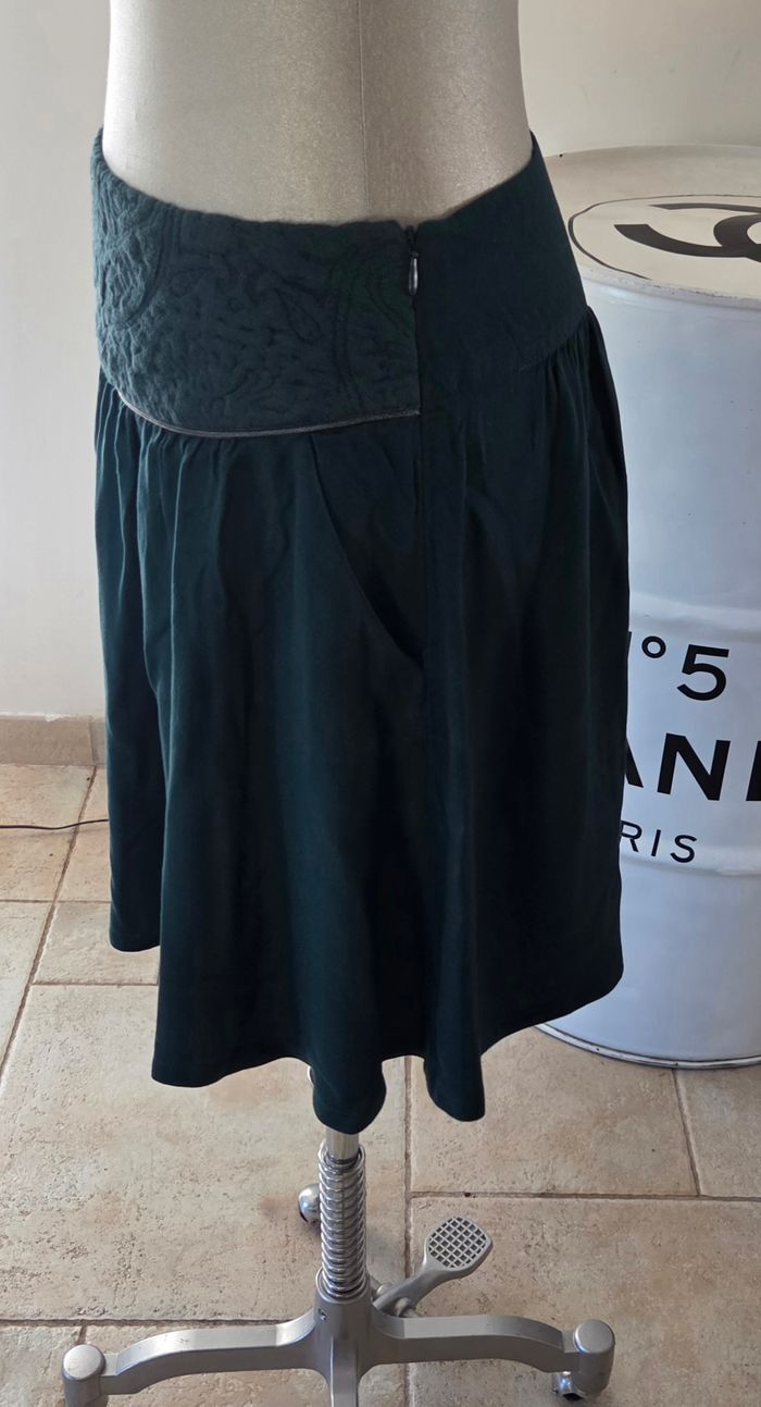 Jupe Promod vert sapin brodée taille haute fluide élégante T40 chic tendance - photo numéro 8