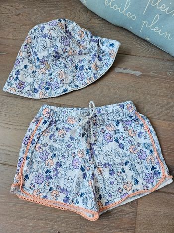 Short + chapeau fille 24 mois