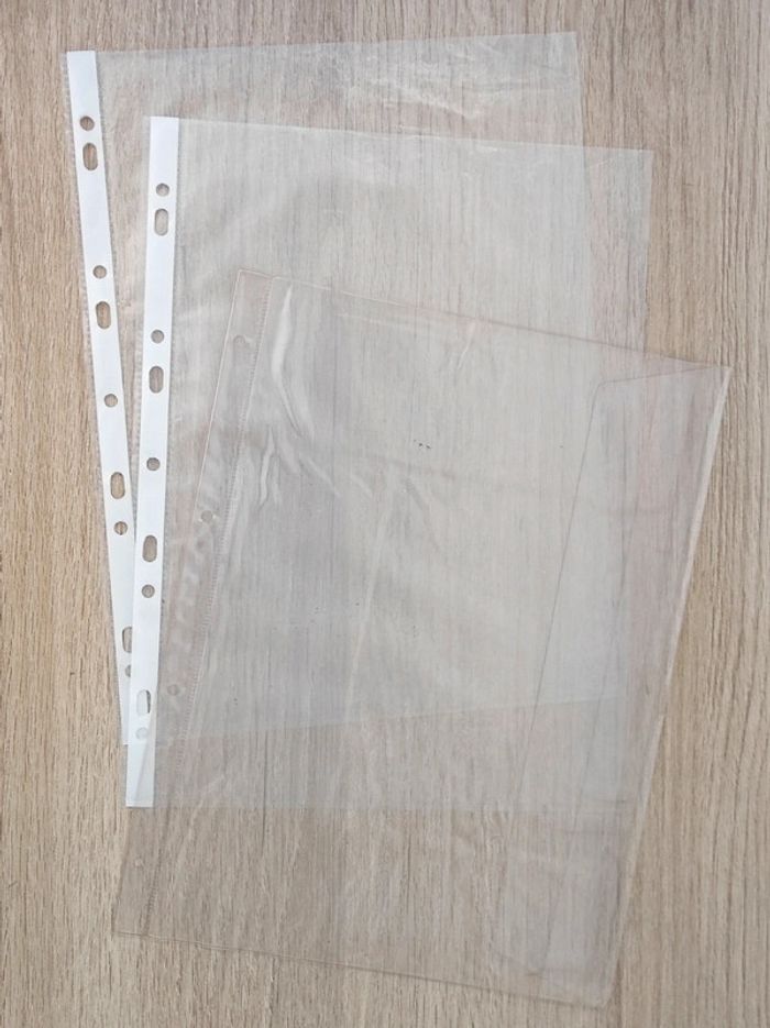 Lot 11 pochette plastique perforée + 2 pochette à soufflet avec rabat - A4 - photo numéro 3