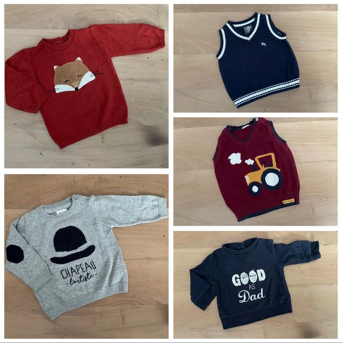 5 pulls garçon taille 6 mois (prix à la pièce)